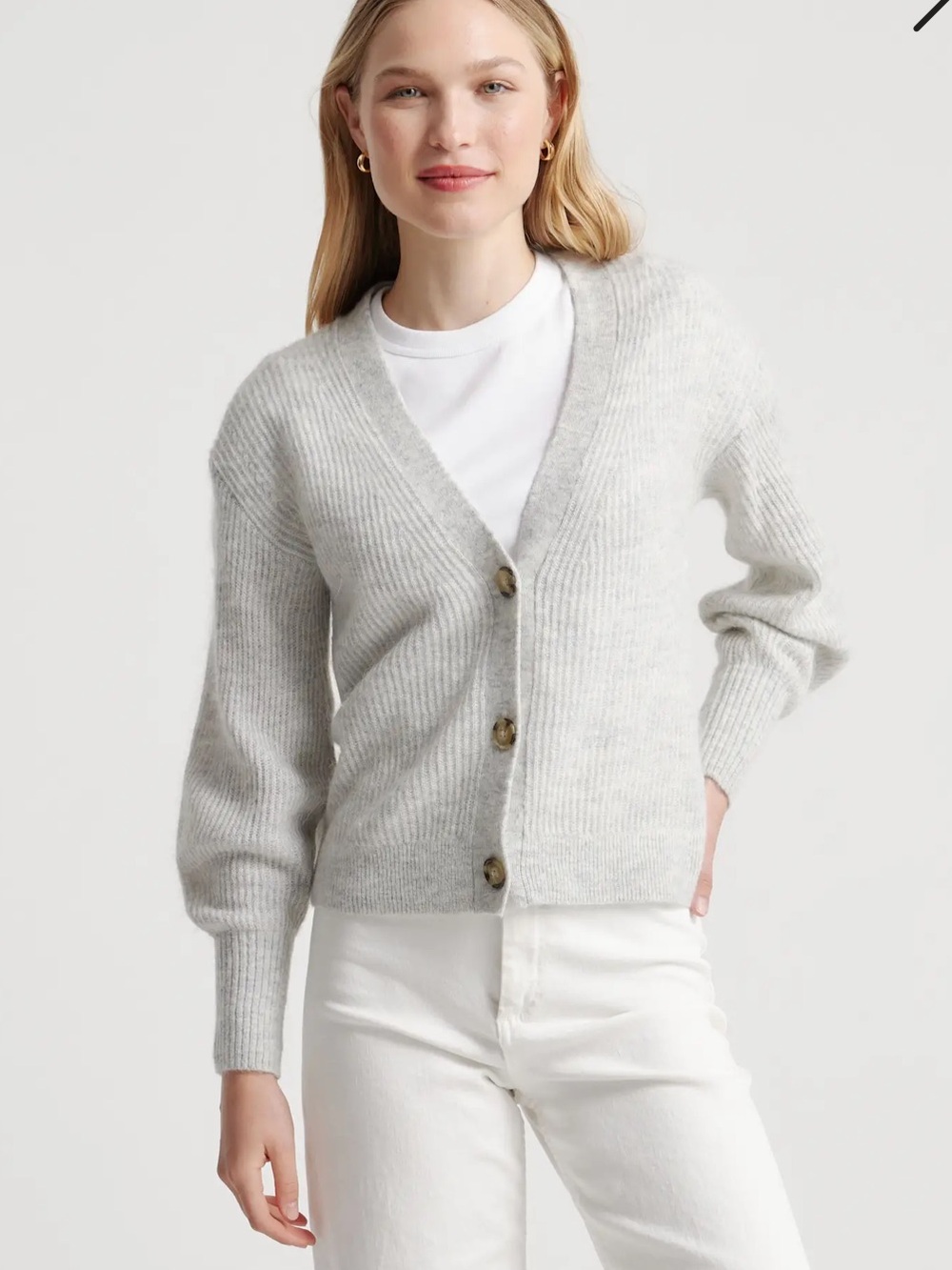 Quince Baby Alpaca Wool Cropped Cardigan Lilac Lavender S - Picture 7 of 7
